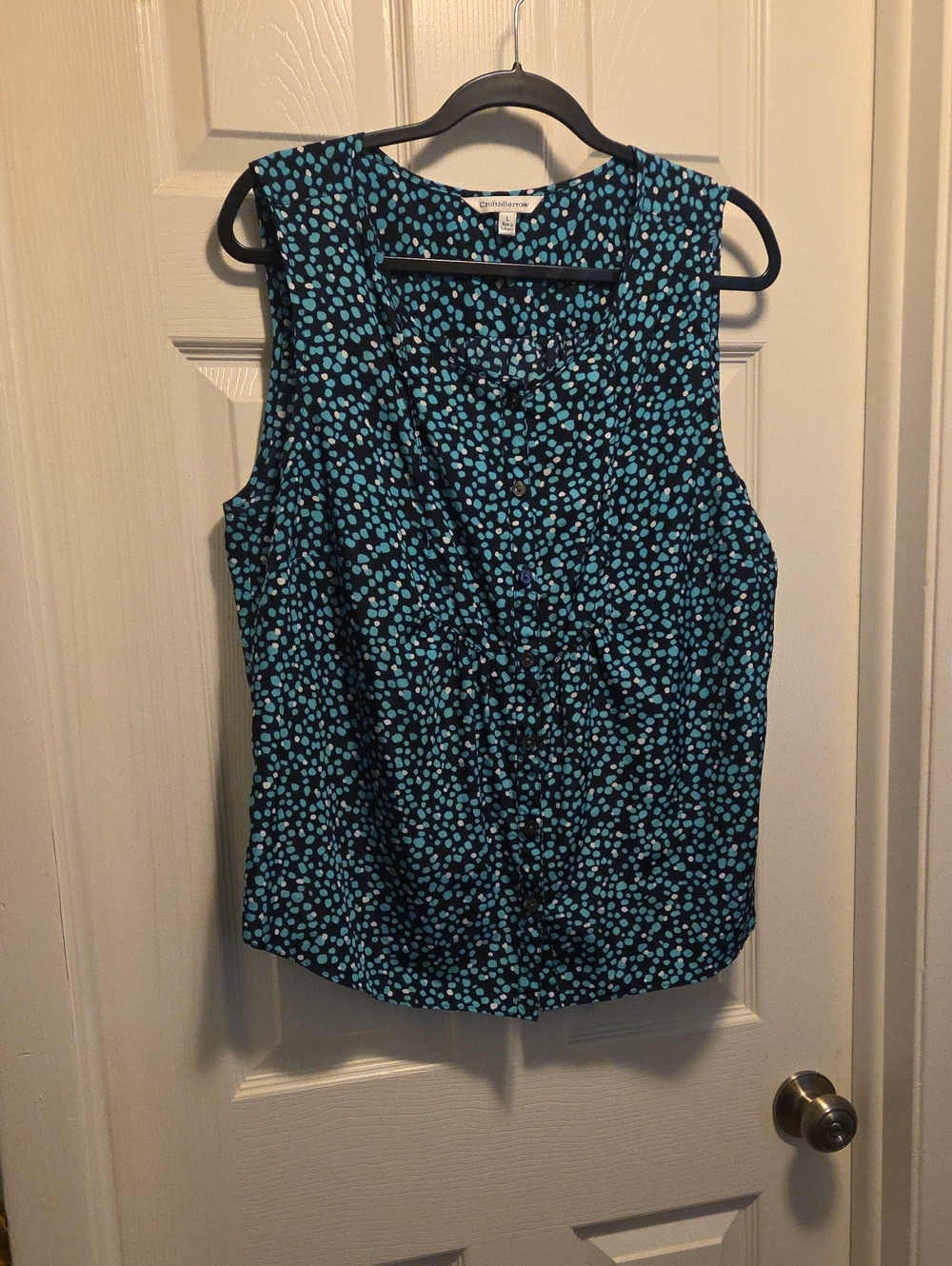 croft & barrow Black Camisole with Teal Dot Print